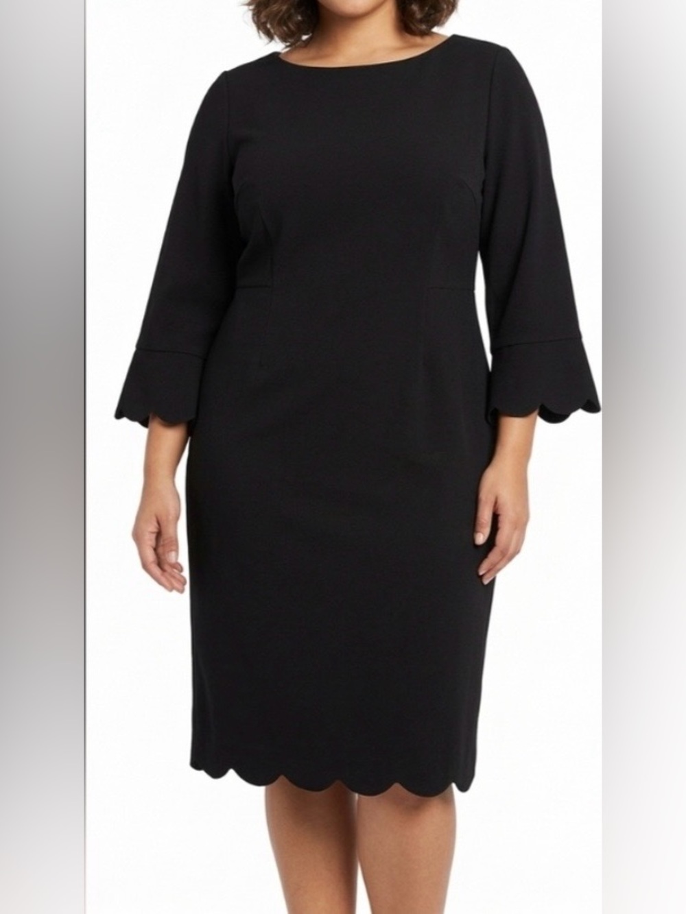 Talbots Black Scallop-Edge Sheath Dress
